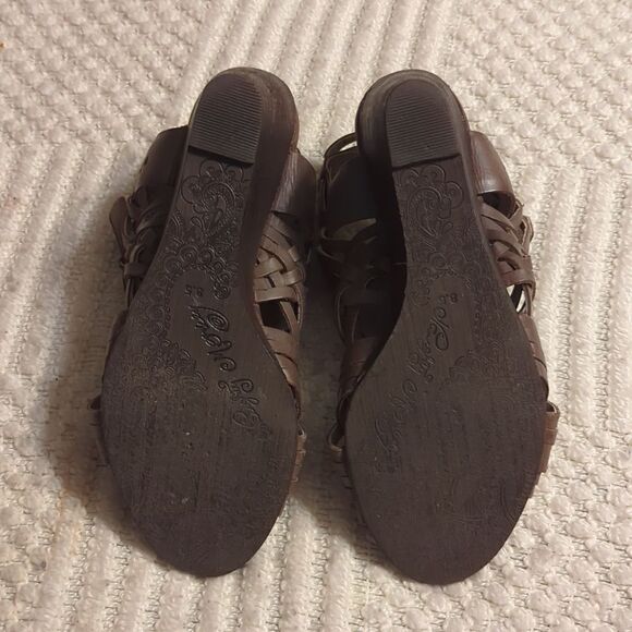 Naughty Monkey Dually Noted Women's Size 8.5 M Taupe Leather Wedge Sandals - Picture 6 of 8